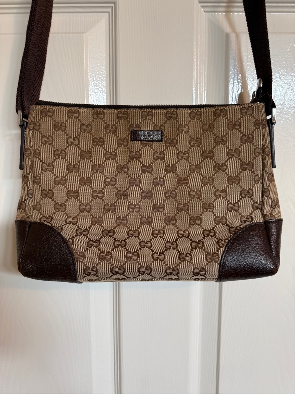 Gucci Authentic Vintage Beige and Brown GG Canvas Shoulder or Crossbody Bag